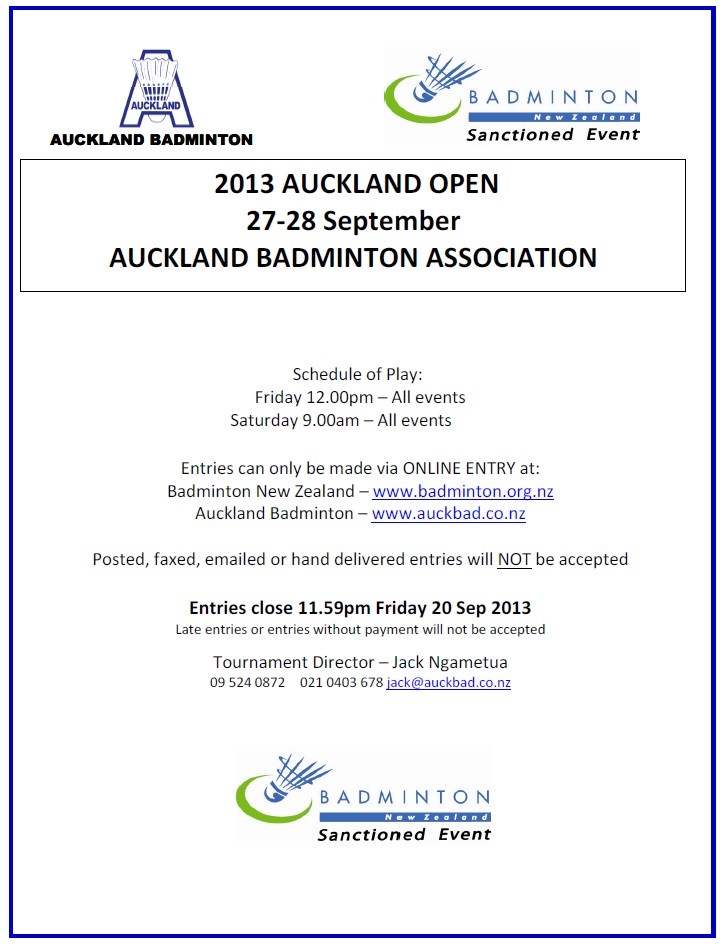 You are currently viewing 2013 Auckland Open on 27-28 Sep